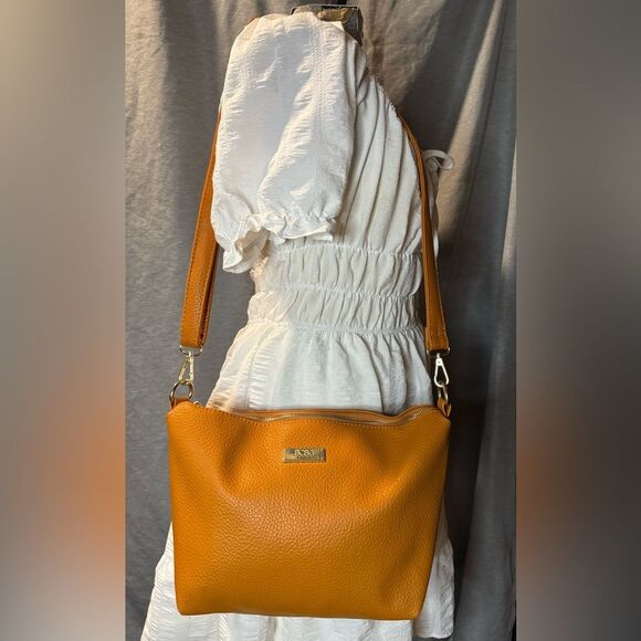 BCBG Paris Autumn “Basketball” Orange Adjustable CrossBody Hobo Bag - Picture 1 of 14